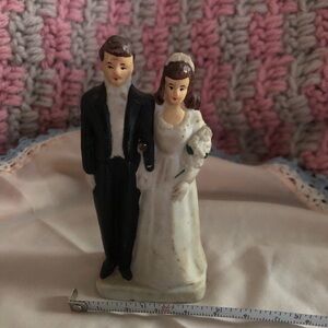 Classic Bride and Groom Wedding Cake Topper - White and Black